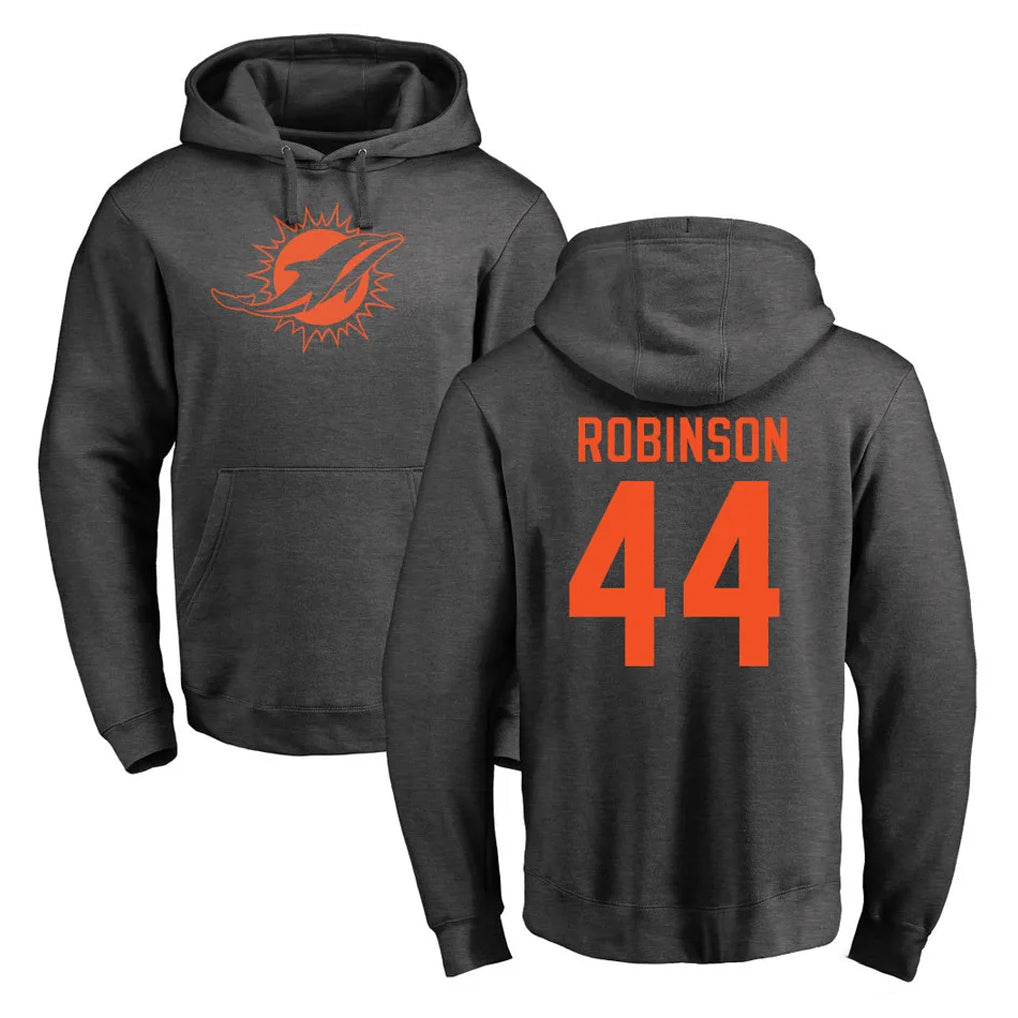 harde M.Dolphins #44 Chop Robinson Player Darkgray Pullover Hoodies Limited Stitched Jerseys