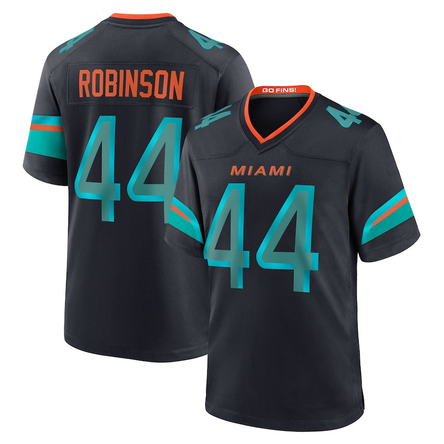 harde M.Dolphins #44 Chop Robinson Player Pitch Blue Rivalries Collection Game Stitched Jersey