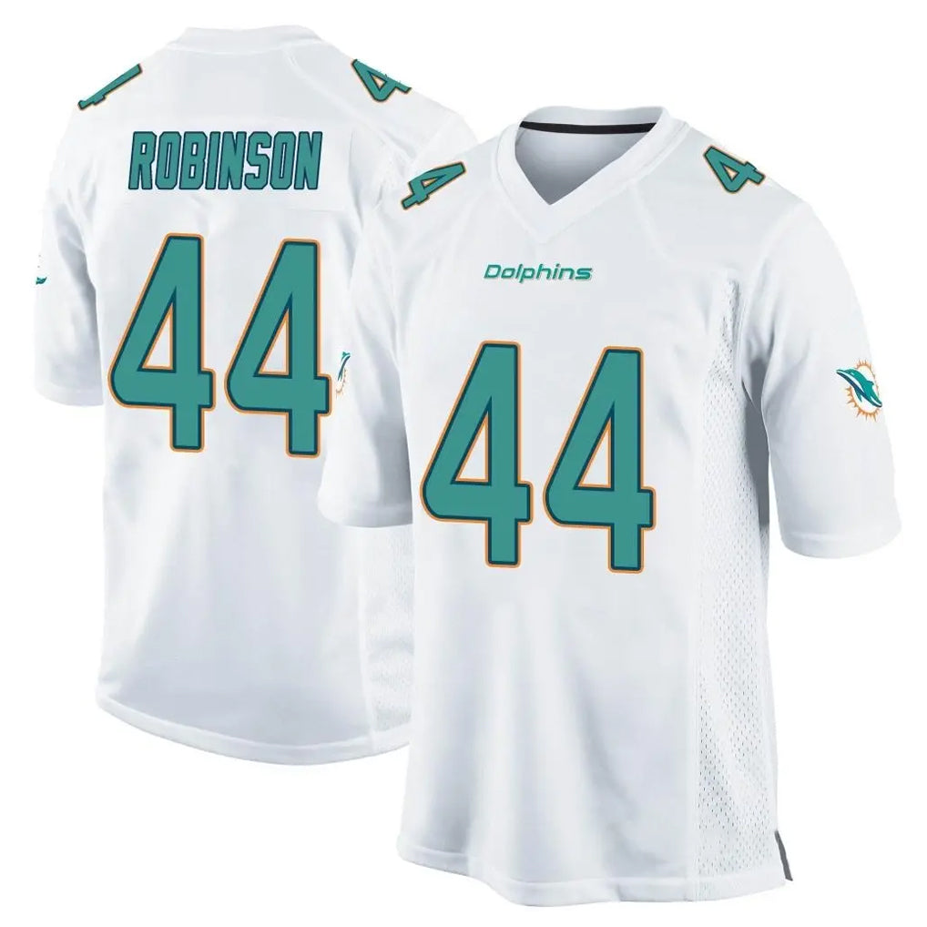 harde M.Dolphins #44 Chop Robinson Player White Home Game Stitched Jerseys