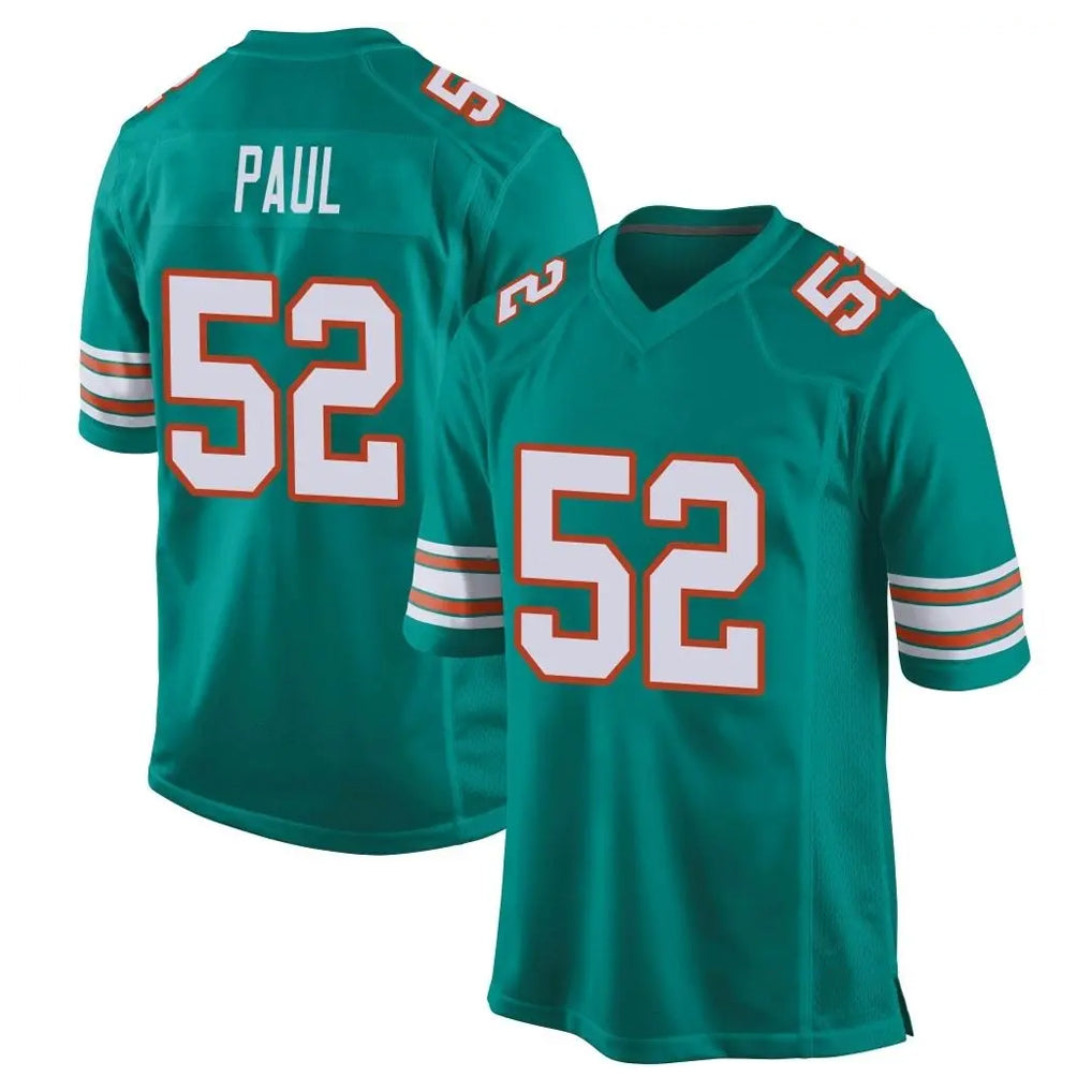 harde M.Dolphins #52 Patrick Paul Player Aqua Alternate Home Game Stitched Jerseys