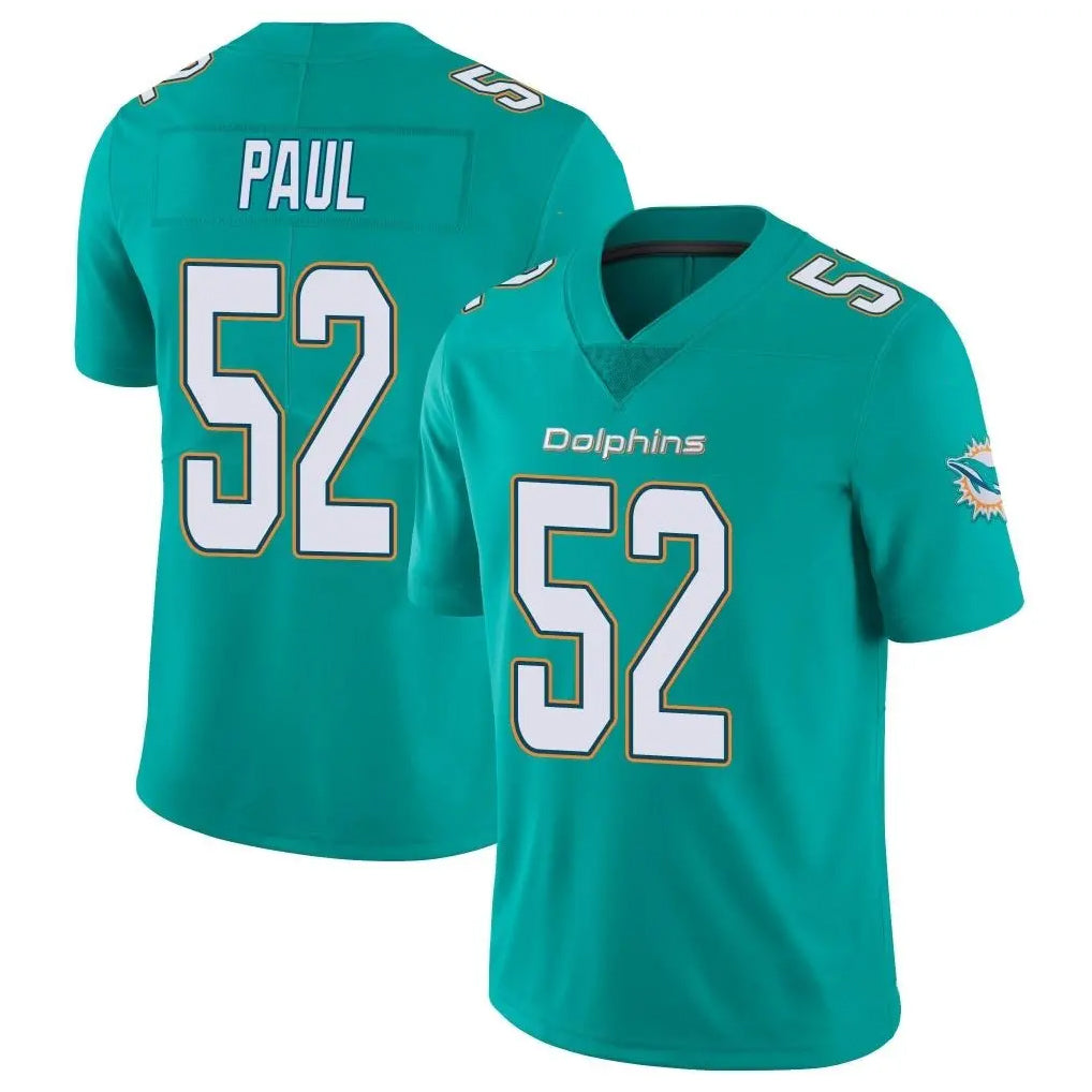 harde M.Dolphins #52 Patrick Paul Player Aqua Limited Vapor Untouchable Home Game Stitched Jerseys