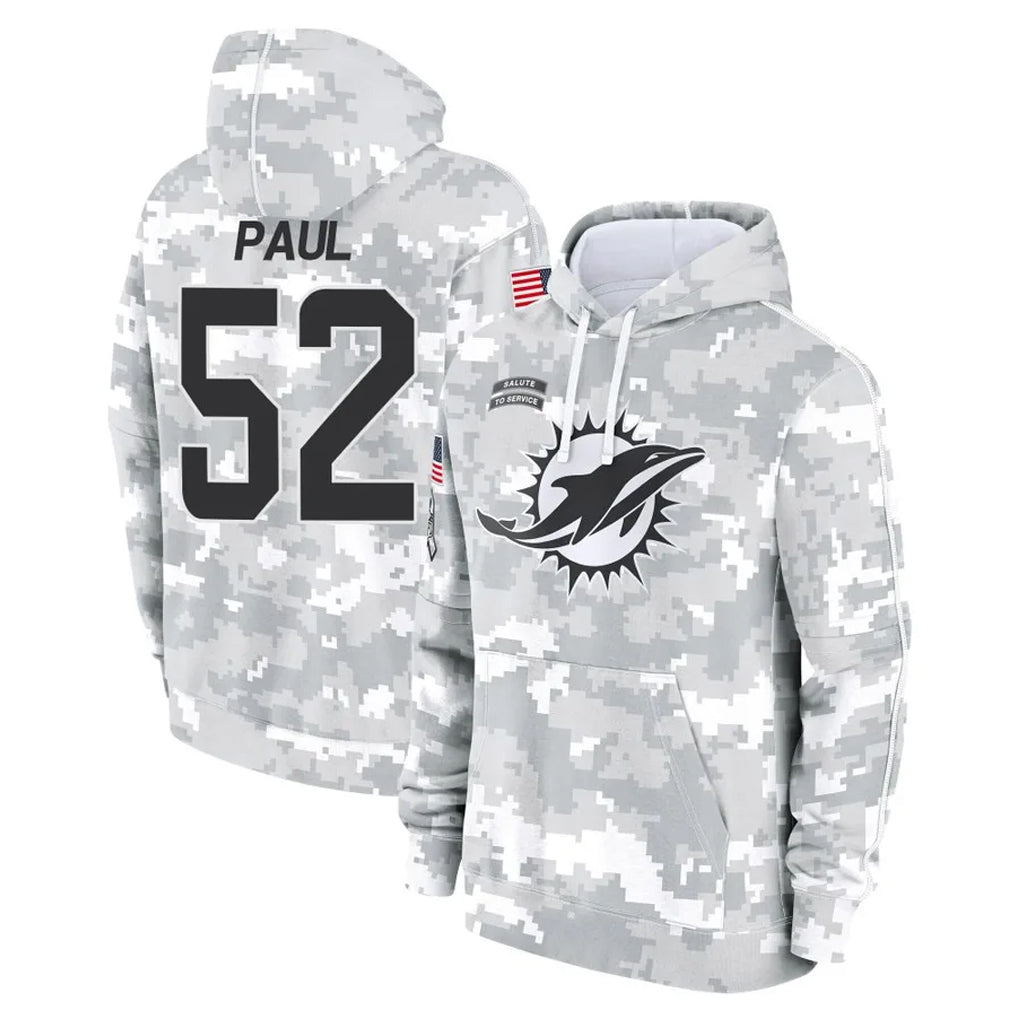 harde M.Dolphins #52 Patrick Paul Player Arctic Camo Salute to Service Hoodies Limited Game Stitched Jerseys