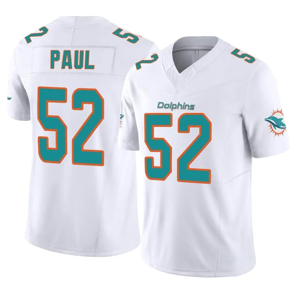 harde M.Dolphins #52 Patrick Paul Player White Limited Vapor F.U.S.E. Home Game Stitched Jerseys