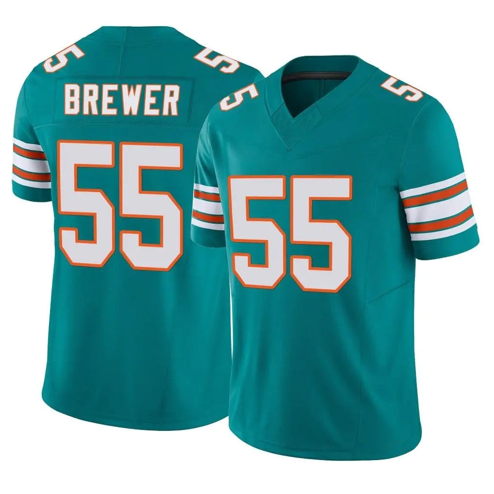 harde M.Dolphins #55 Aaron Brewer Player Aqua Limited Alternate Vapor F.U.S.E. Home Game Stitched Jerseys