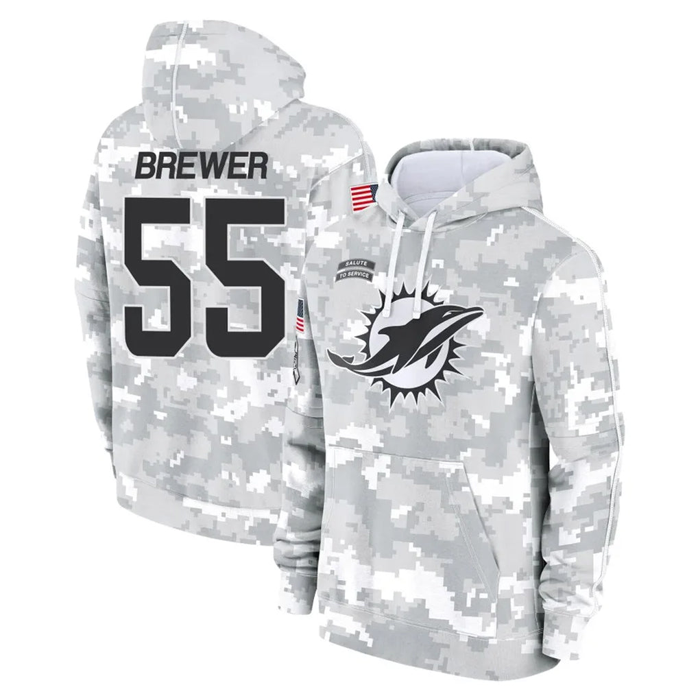 harde M.Dolphins #55 Aaron Brewer Player Arctic Camo Salute to Service Hoodies Limited Game Stitched Jerseys