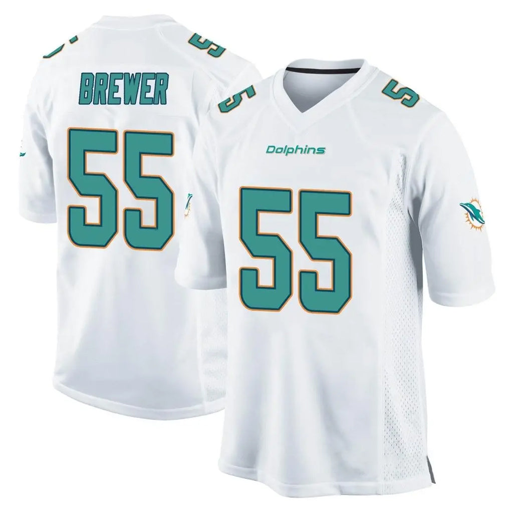 harde M.Dolphins #55 Aaron Brewer Player White Home Game Stitched Jerseys