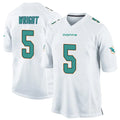 harde M.Dolphins #5 Jaylen Wright Player White Home Game Stitched Jerseys