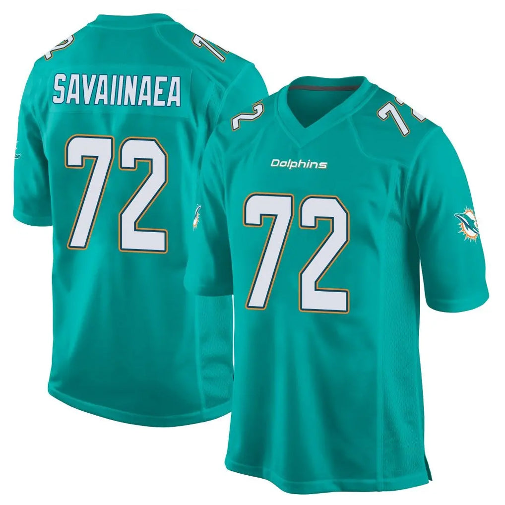 harde M.Dolphins #72 Jonah Savaiinaea Player Aqua Team Color Home Game Stitched Jerseys