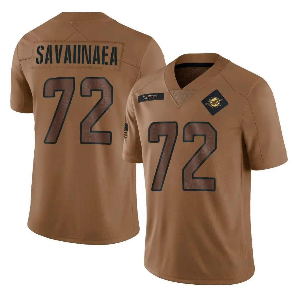 harde M.Dolphins #72 Jonah Savaiinaea Player Brown Salute To Service Limited Stitched Jerseys