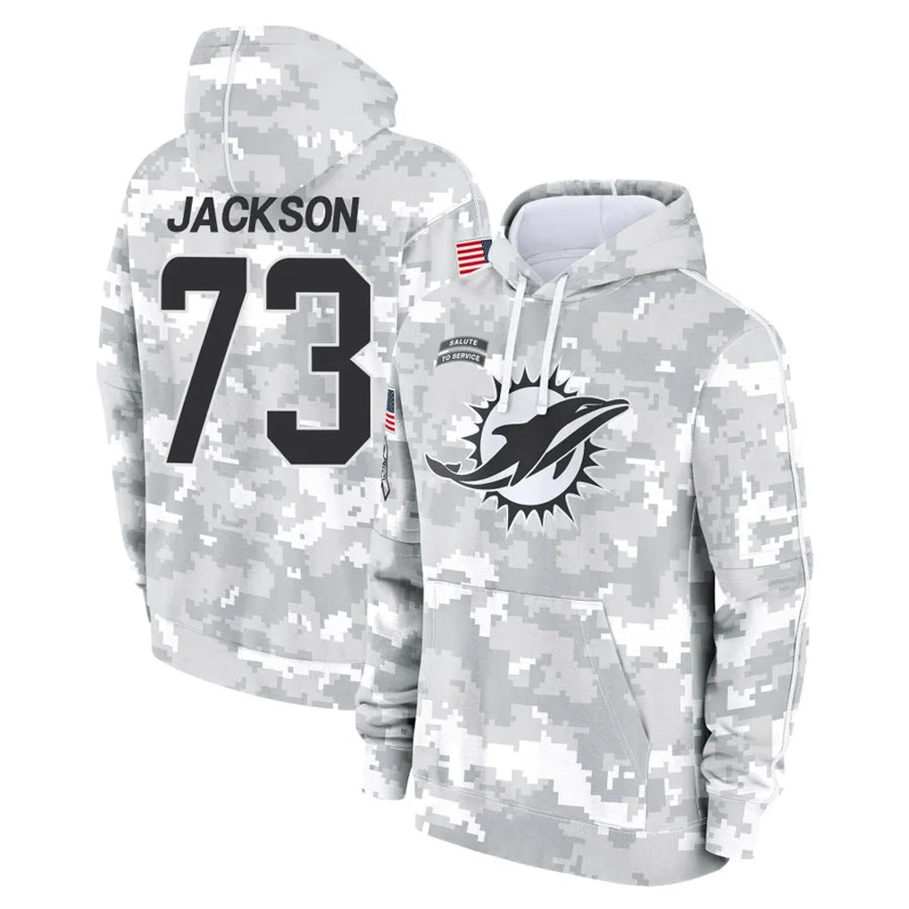 harde M.Dolphins #73 Austin Jackson Player Arctic Camo Salute to Service Hoodies Limited Game Stitched Jerseys
