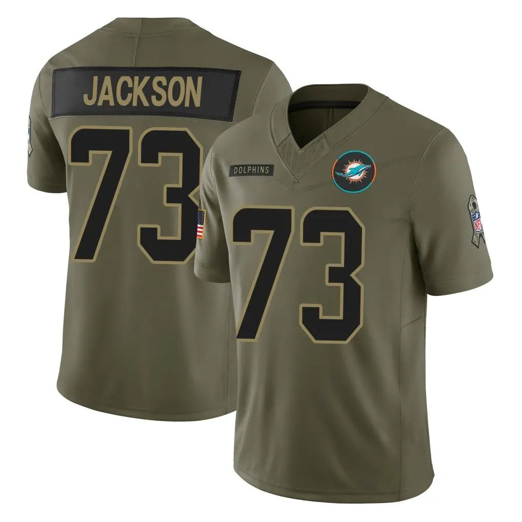 harde M.Dolphins #73 Austin Jackson Player Olive 2025 Salute To Service Limited Game Stitched Jerseys