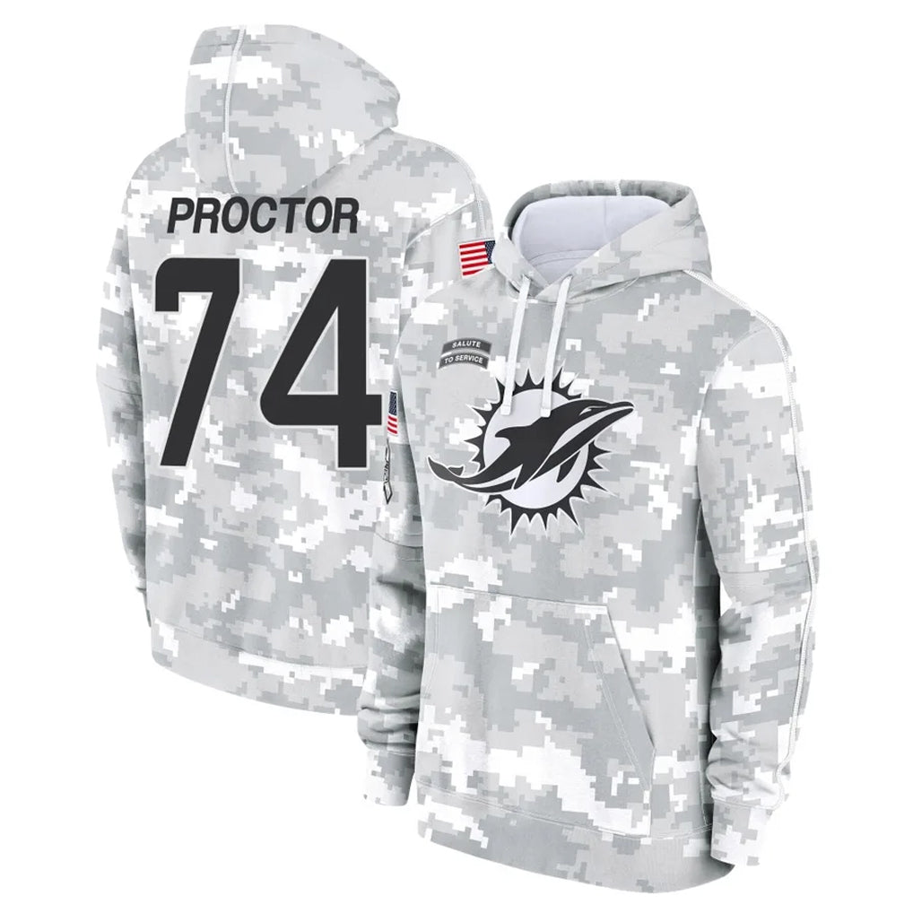 harde M.Dolphins #74 Kadyn Proctor Player Arctic Camo Salute to Service Hoodies Limited Game Stitched Jerseys