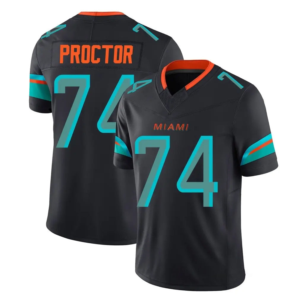 harde M.Dolphins #74 Kadyn Proctor Player Black Limited Pitch Rivalries Collection Home Game Stitched Jerseys