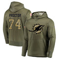 harde M.Dolphins #74 Kadyn Proctor Player Olive Salute to Service Pullover Hoodies Home Game Stitched Jerseys