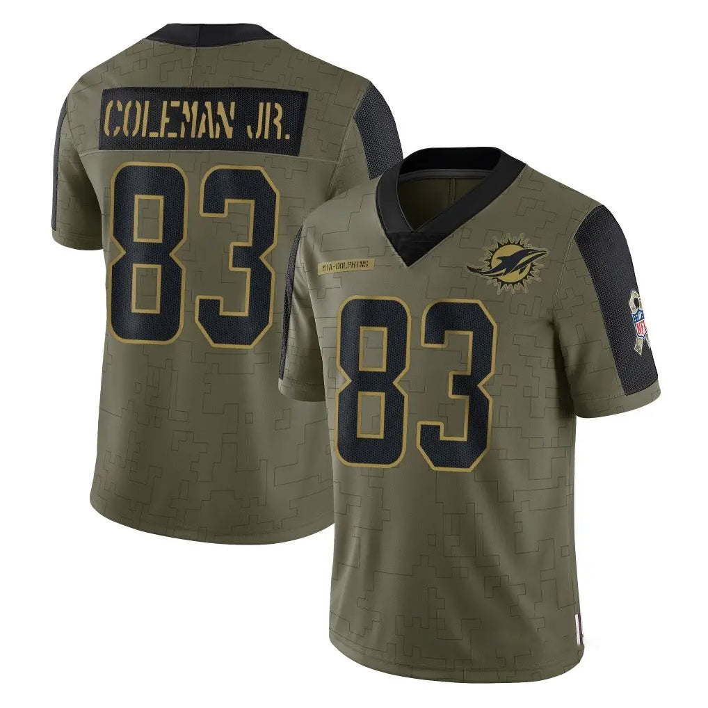 harde M.Dolphins #83 Kevin Coleman Jr. Player Olive Salute To Service Limited Game Stitched Jerseys