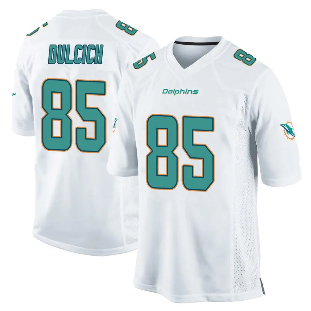 harde M.Dolphins #85 Greg Dulcich Player White Home Game Stitched Jerseys