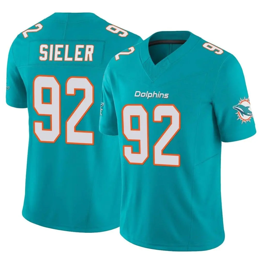 harde M.Dolphins #92 Zach Sieler Player Aqua Limited Vapor F.U.S.E. Home Game Stitched Jerseys
