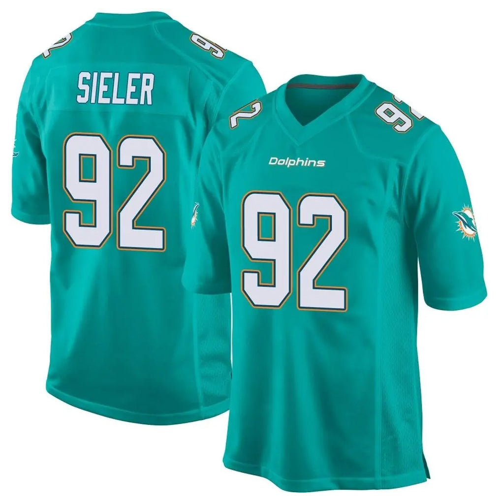 harde M.Dolphins #92 Zach Sieler Player Aqua Team Color Home Game Stitched Jerseys