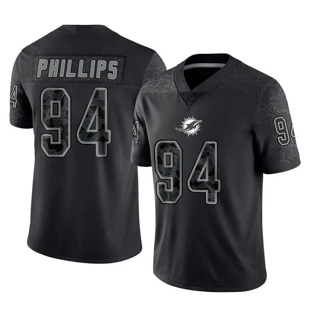 harde M.Dolphins #94 Jordan Phillips Player Black Reflective Limited Game Stitched Jerseys
