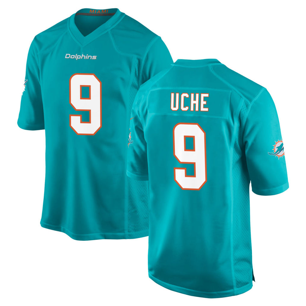 harde M.Dolphins #9 Joshua Uche Player Aqua Home Game Stitched Jerseys