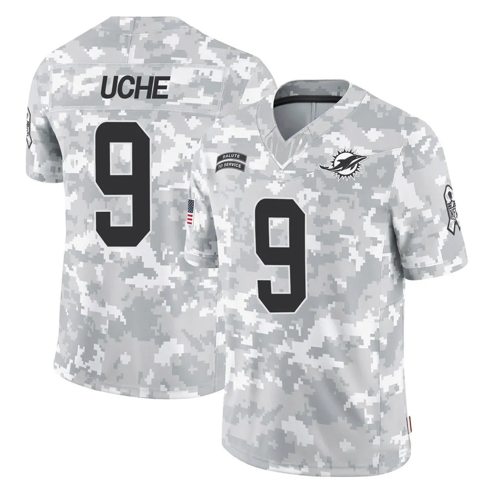 harde M.Dolphins #9 Joshua Uche Player Arctic Camo Salute To Service Limited Game Stitched Jerseys