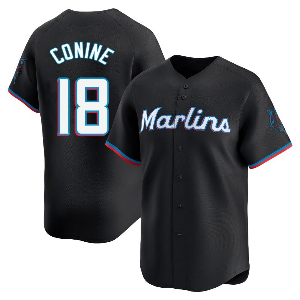 harde M.Marlins #18 Griffin Conine Player Black Home Limited Stitched Jerseys