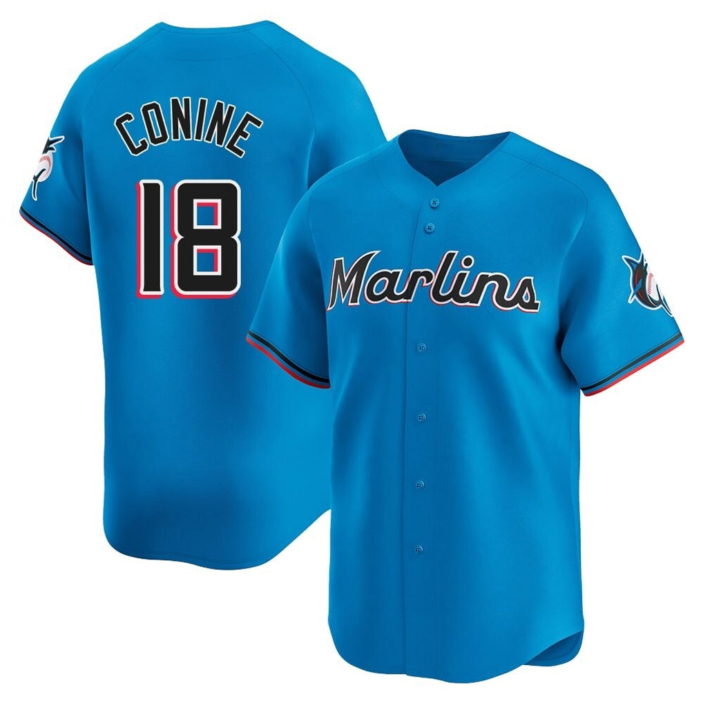 harde M.Marlins #18 Griffin Conine Player Blue Home Limited Stitched Jerseys
