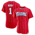 harde M.Marlins #1 Connor Norby Player Red City Connect Home Limited Elite Stitched Jerseys