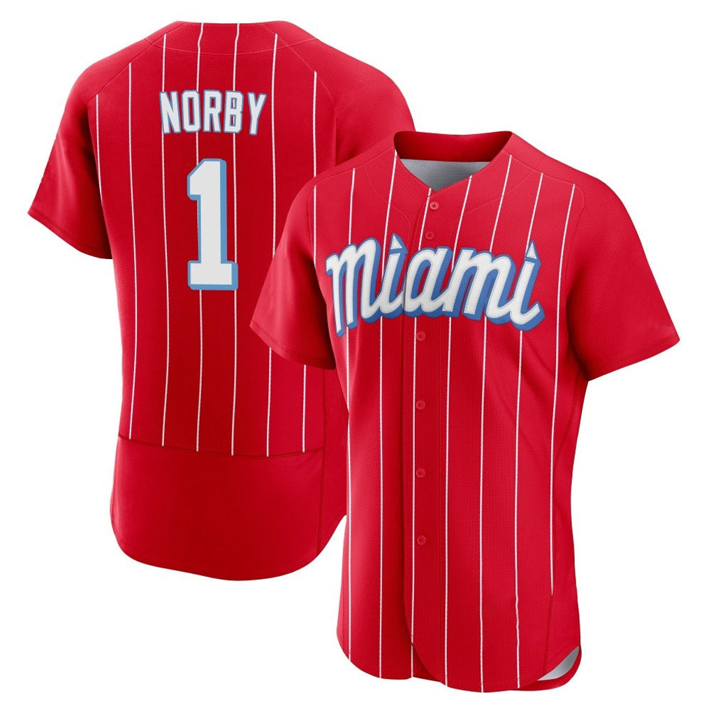 harde M.Marlins #1 Connor Norby Player Red City Connect Home Limited Elite Stitched Jerseys