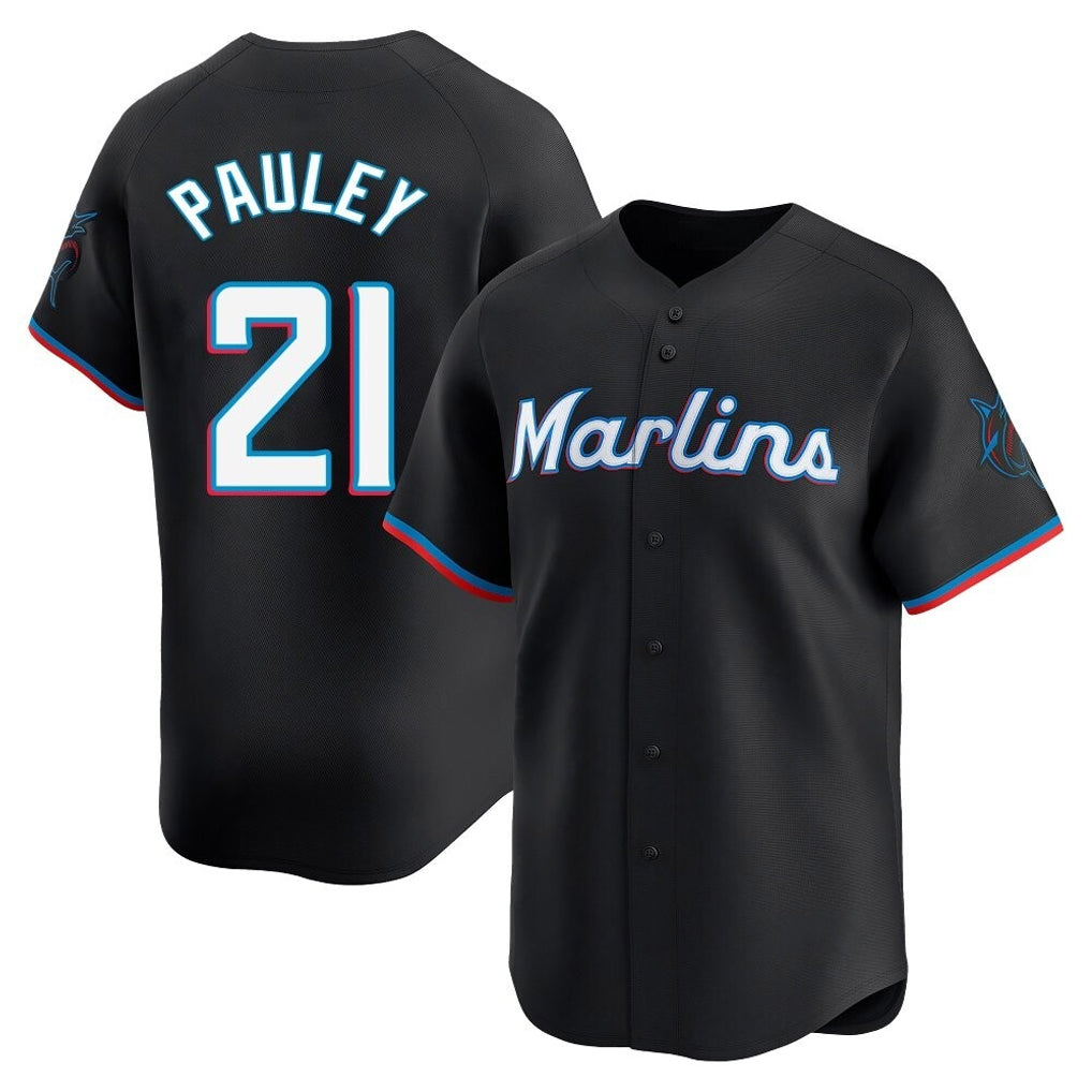 harde M.Marlins #21 Graham Pauley Player Black  Home Limited Stitched Jerseys