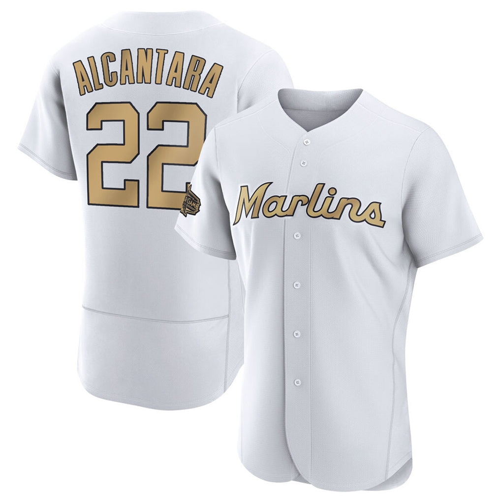 harde M.Marlins #22 Sandy Alcantara Player Gold  Home Limited Elite Stitched Jerseys