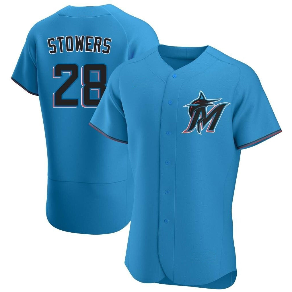harde M.Marlins #28 Kyle Stowers Player Blue Home Limited Elite Stitched Jerseys