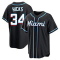 harde M.Marlins #34 Liam Hicks Player Black Fashion Out Home Game Stitched Jerseys