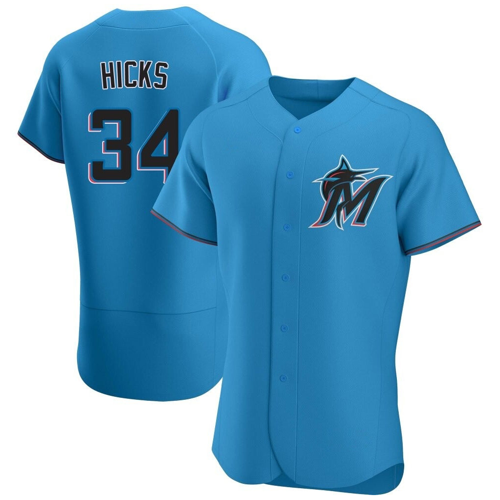 harde M.Marlins #34 Liam Hicks Player Blue Home Limited Elite Stitched Jerseys
