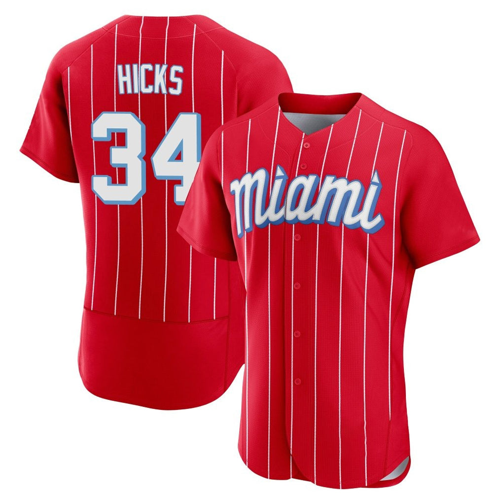 harde M.Marlins #34 Liam Hicks Player Red City Connect Home Limited Elite Stitched Jerseys