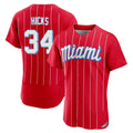 harde M.Marlins #34 Liam Hicks Player Red City Connect Home Limited Elite Stitched Jerseys