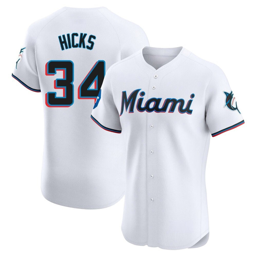 harde M.Marlins #34 Liam Hicks Player White  Home Limited Elite Stitched Jerseys