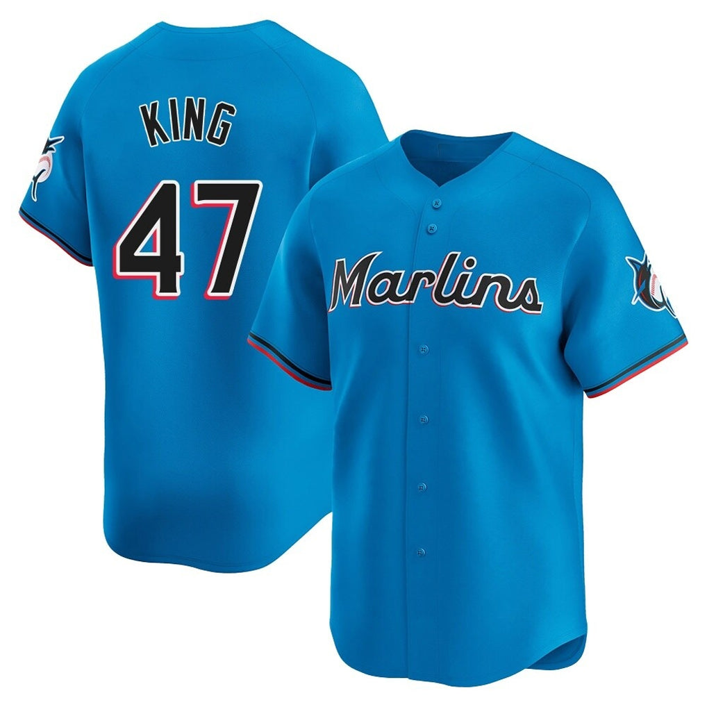 harde M.Marlins #47 John King Player Blue Home Limited Stitched Jerseys