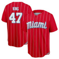 harde M.Marlins #47 John King Player Red City Connect Home Game Stitched Jerseys