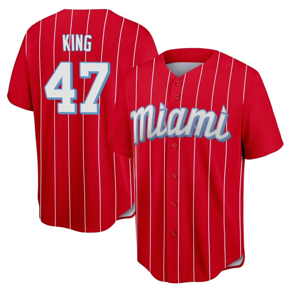 harde M.Marlins #47 John King Player Red City Connect Home Game Stitched Jerseys