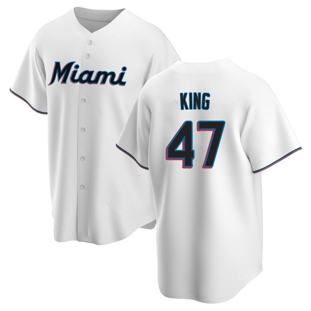 harde M.Marlins #47 John King Player White  Home Game Stitched Jerseys