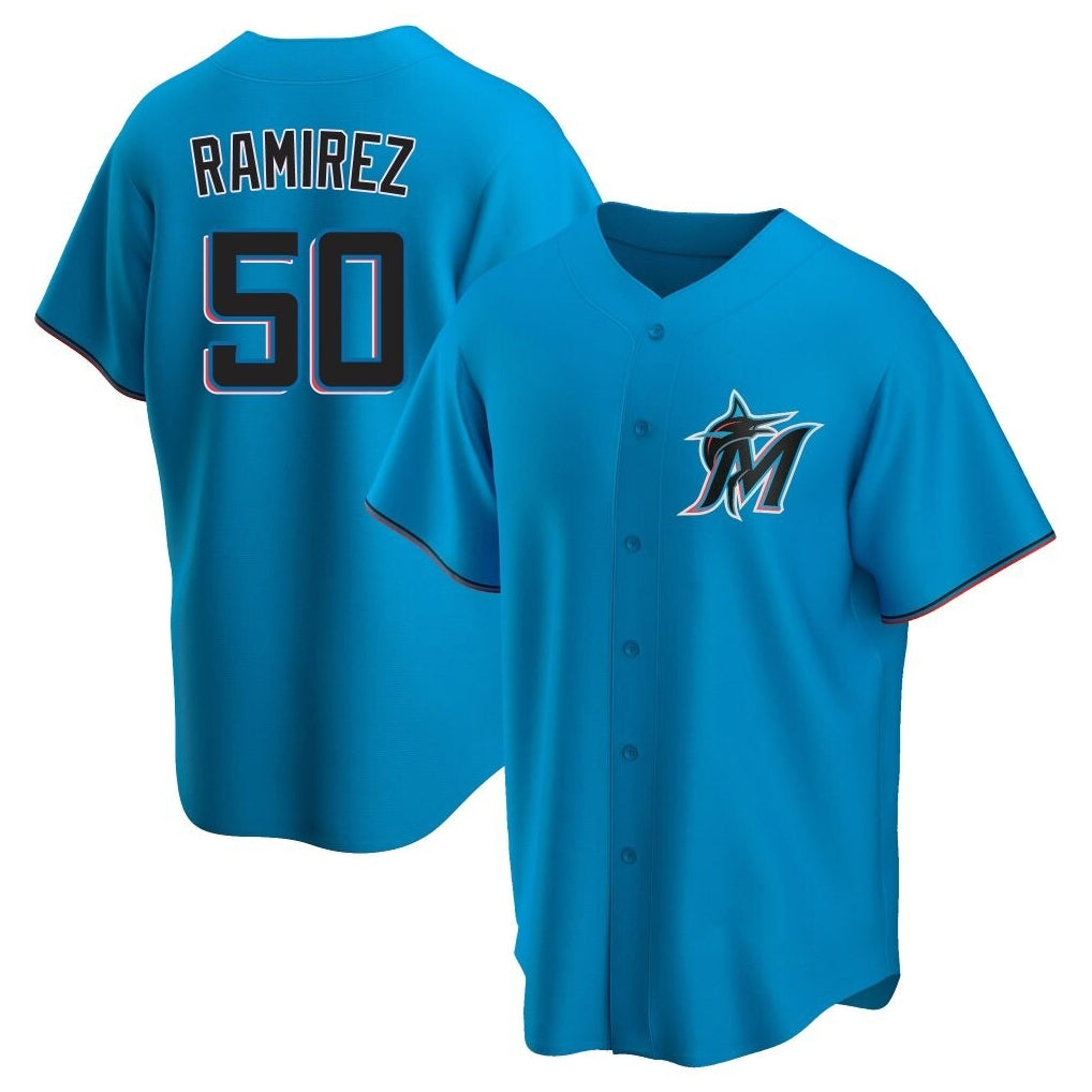 harde M.Marlins #50 Agustin Ramirez Player Blue Home Game Stitched Jerseys