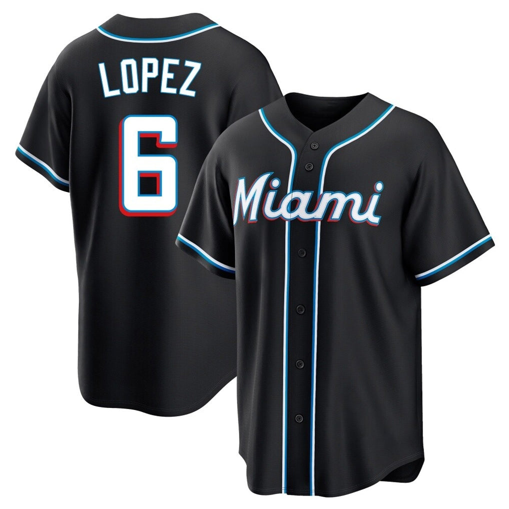 harde M.Marlins #6 Otto Lopez Player Black Fashion Out Home Game Stitched Jerseys