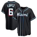 harde M.Marlins #6 Otto Lopez Player Black Fashion Out Home Game Stitched Jerseys