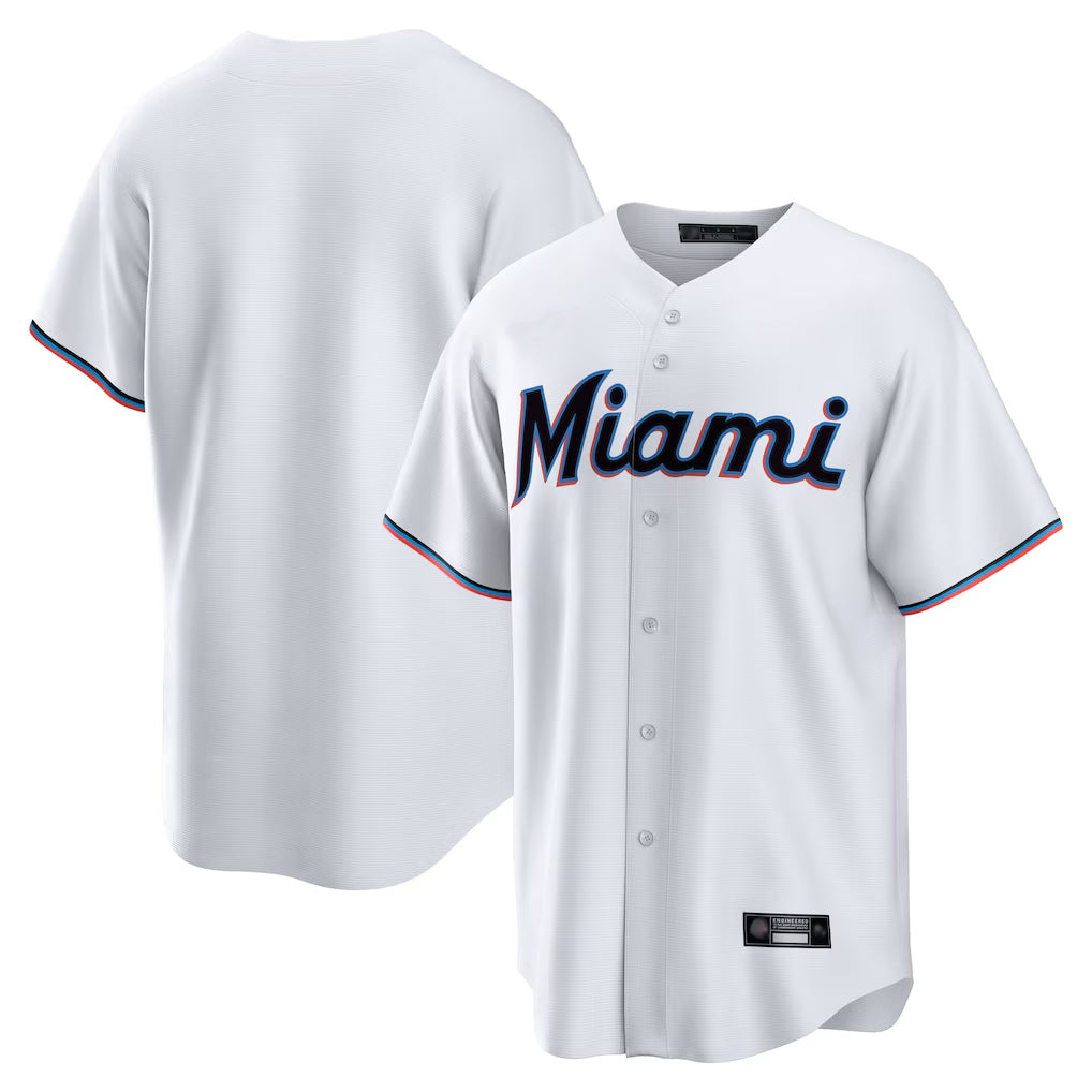 harde M.Marlins Blank Player White  Home Game Stitched Jerseys