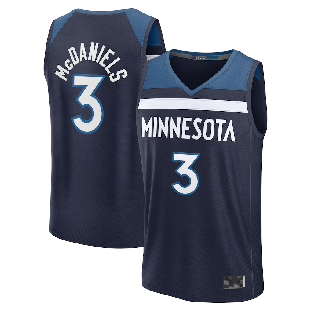 harde M.Timberwolves #3 Jaden McDaniels Navy Fast Break Replica Stitched Jerseys - Icon Edition