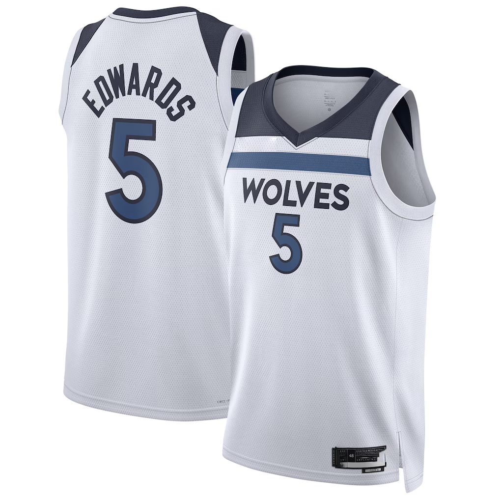 harde M.Timberwolves #5 Anthony Edwards White Swingman Stitched Jerseys - Association Edition