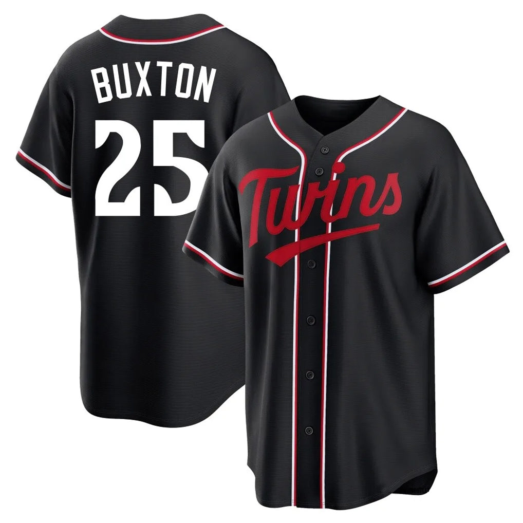 harde M.Twins #25 Byron Buxton Player Black Fashion Out Home Limited Stitched Jerseys