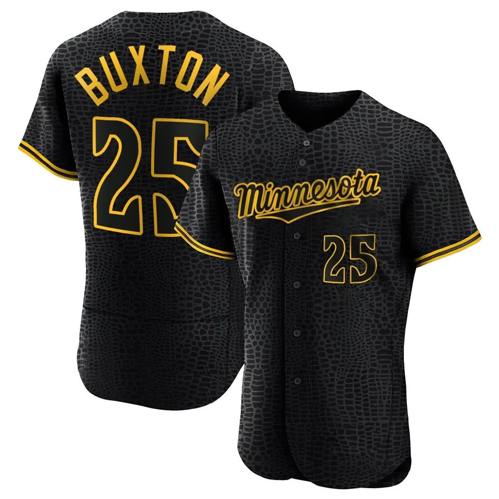 harde M.Twins #25 Byron Buxton Player Black Snake Skin City Home Limited Elite Stitched Jerseys