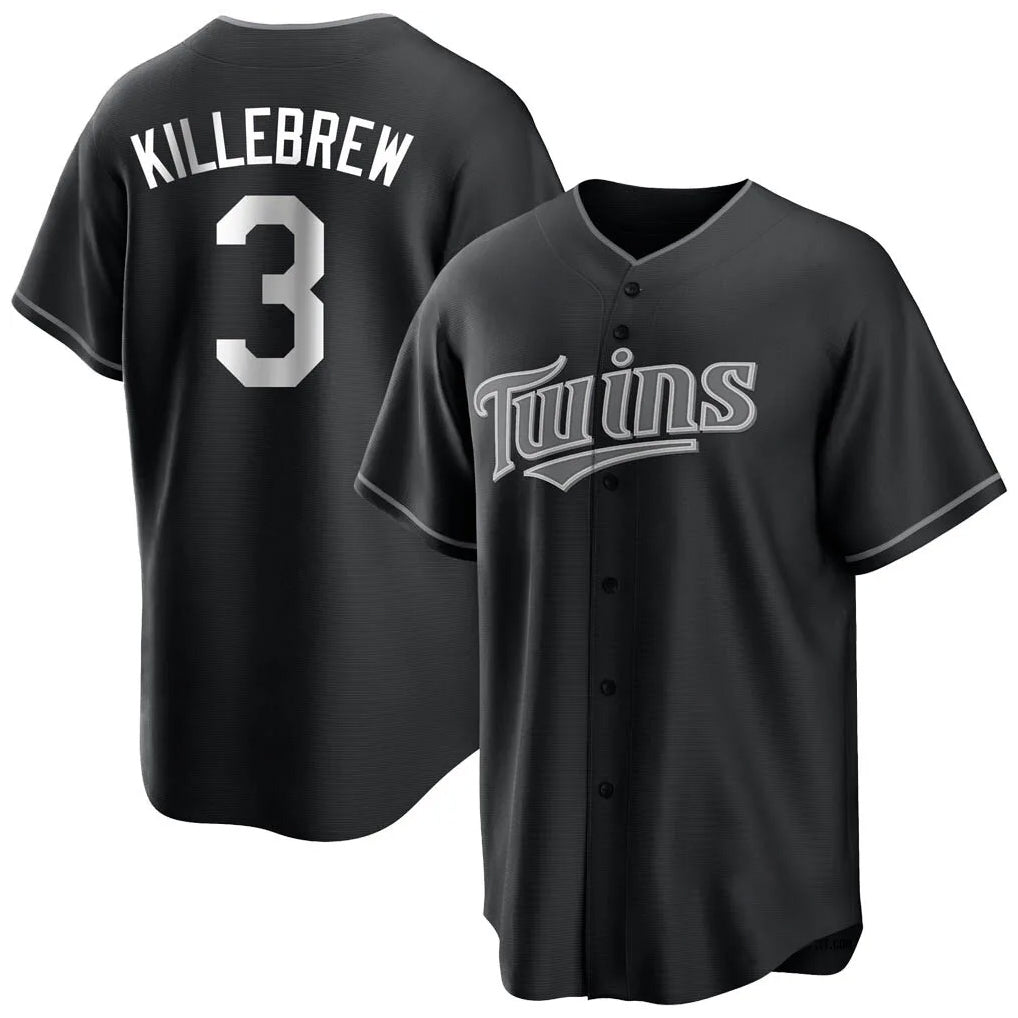 harde M.Twins #3 Harmon Killebrew Player Black Home Game Stitched Jerseys